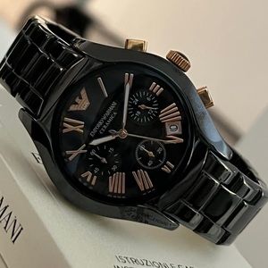 SOLD / Emporio Armani Women’s Ceramica Chronograph Watch 
Case Size: 38mm